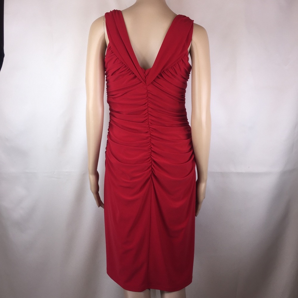Joseph Ribkoff Red Sleeveless Ruched Dress - Picture 2 of 6